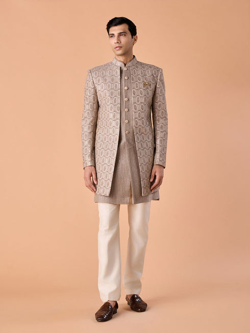 Manyavar Walnut Velvet Elegance Indo Western