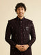 Manyavar Wine Honeycomb Patterned Sequinned Indo western Set