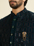 Manyavar Elegant Teal Green Velvet Indo Western