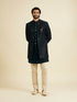 Manyavar Elegant Teal Green Velvet Indo Western
