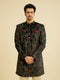 Manyavar Midnight Black Paisley Patterned Indo Western Set