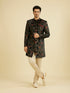 Manyavar Midnight Black Paisley Patterned Indo Western Set