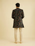 Manyavar Midnight Black Paisley Patterned Indo Western Set