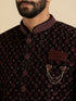 Manyavar Wine Red Floral Embroidered Indo Western Set with Rhinestone Work