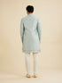 Manyavar Soft Green Grid Patterned Indo Western Set with Floral Motifs