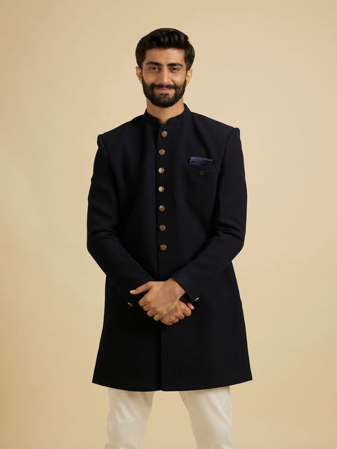 Manyavar Beaming Dark Blue Indo Western