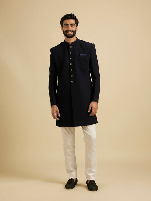 Manyavar Beaming Dark Blue Indo Western