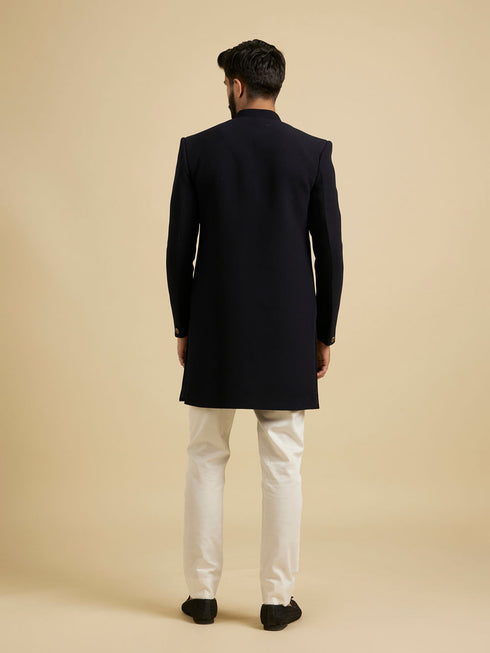 Manyavar Beaming Dark Blue Indo Western