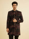 Manyavar Ebony Black Indo Western Set with Fish Scale Pattern And Fern Motifs