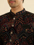 Manyavar Ebony Black Indo Western Set with Fish Scale Pattern And Fern Motifs