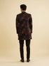 Manyavar Ebony Black Indo Western Set with Fish Scale Pattern And Fern Motifs