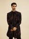 Manyavar Midnight Black Indo Western Set with Fish Scale Pattern And Fern Motifs