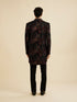 Manyavar Midnight Black Indo Western Set with Fish Scale Pattern And Fern Motifs