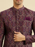 Manyavar Wine Red Medallion Jaal Patterned Indo Western Set