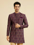Manyavar Wine Red Medallion Jaal Patterned Indo Western Set