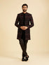 Manyavar Regal Blue Velvet Ensemble Indo Western