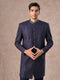 Manyavar Lustrous Dark Blue Cotton Indo Western