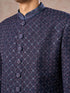 Manyavar Lustrous Dark Blue Cotton Indo Western