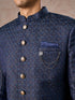 Manyavar Regal Blue Brocade Indo Western