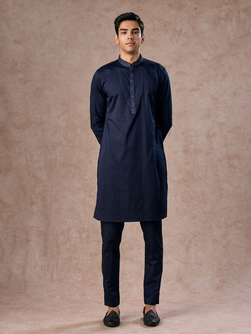 Manyavar Regal Blue Brocade Indo Western