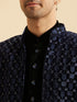 Manyavar Royal Blue Velvet Splendor Indo Western