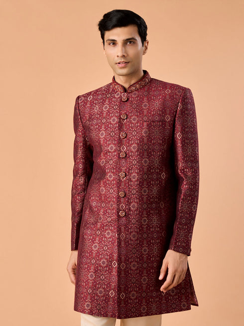 Manyavar Maroon Majesty Indo Western