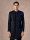 Manyavar Dazzling Dark Blue Velvet Indo Western
