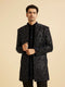 Manyavar Dark Blue Velvet Indo Western Ensemble