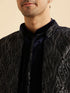 Manyavar Dark Blue Velvet Indo Western Ensemble