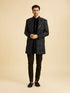 Manyavar Dark Blue Velvet Indo Western Ensemble