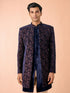 Manyavar Peacock Blue Velvet Radiance Indo Western