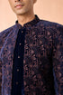 Manyavar Peacock Blue Velvet Radiance Indo Western