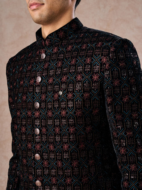 Manyavar Black Velvet Charm Indo Western
