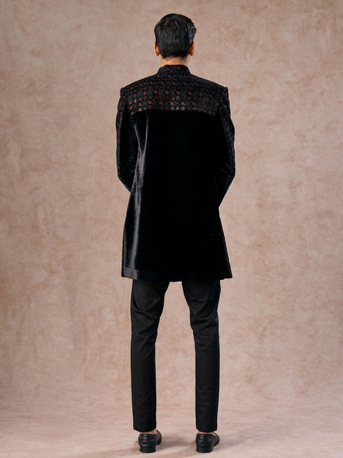 Manyavar Black Velvet Charm Indo Western