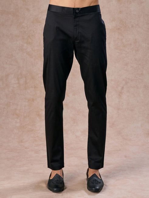 Manyavar Elegant Black Velvet Indo Western
