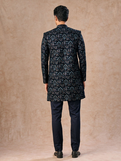 Manyavar Velvety Delight Dark Blue Indo Western
