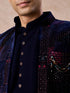 Manyavar Majestic Blue Velvet Royal Indo Western