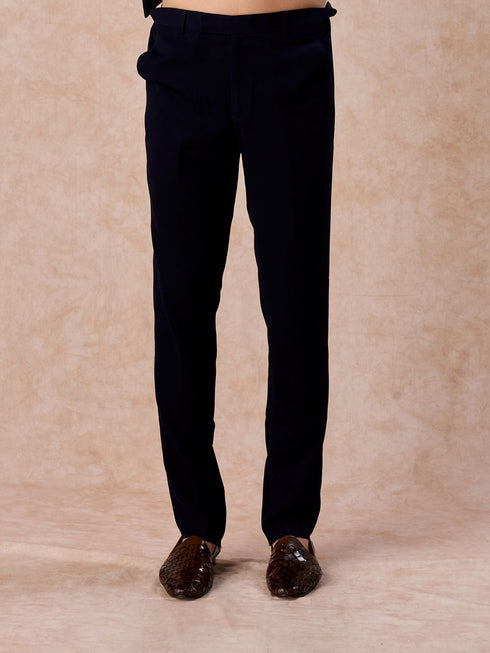 Manyavar Majestic Blue Velvet Royal Indo Western
