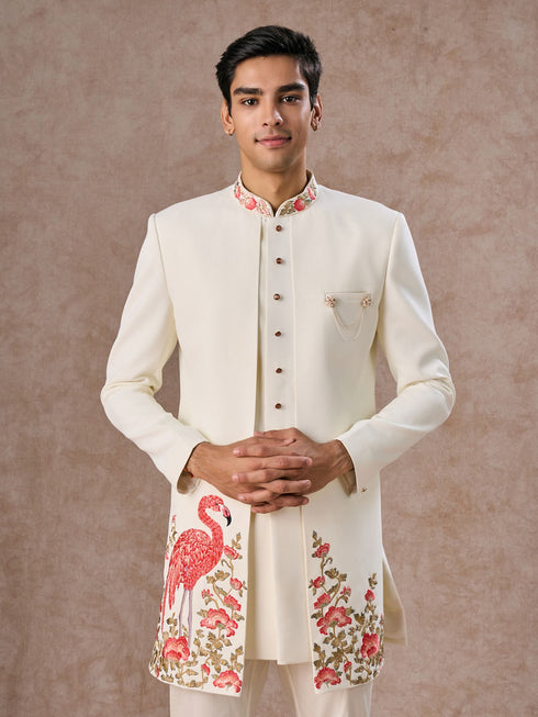 Manyavar Opulent Cream Festivity Indo Western