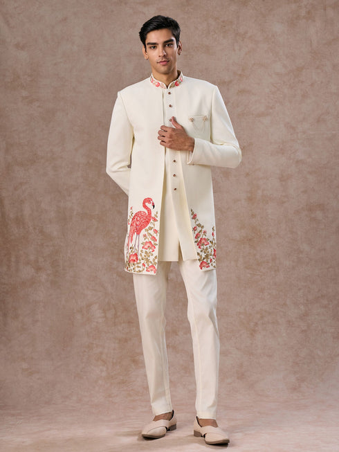 Manyavar Opulent Cream Festivity Indo Western