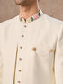 Manyavar Cream Colored Rayon Indo Western Ensemble