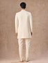 Manyavar Cream Colored Rayon Indo Western Ensemble
