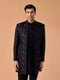 Manyavar Regal Blue Brocade Indo Western Set