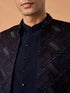 Manyavar Regal Blue Brocade Indo Western Set
