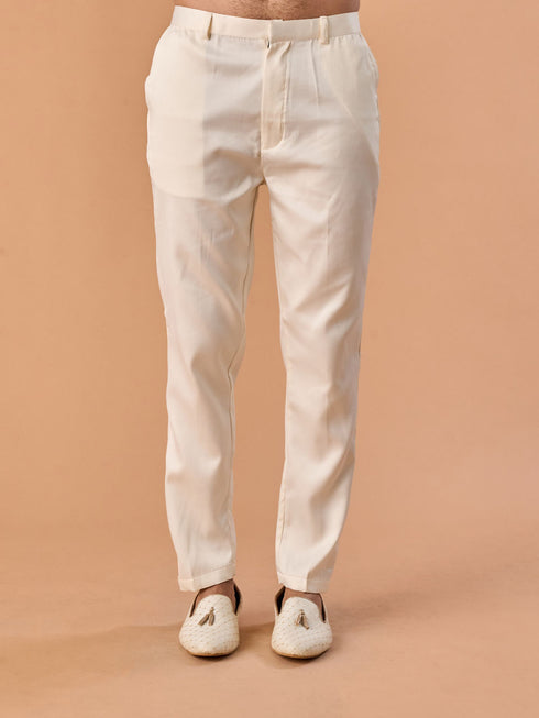 Manyavar Majestic Cream Brocade Indo-Western