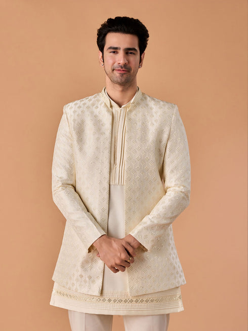 Manyavar Elegant Cream Radiance Indo Western
