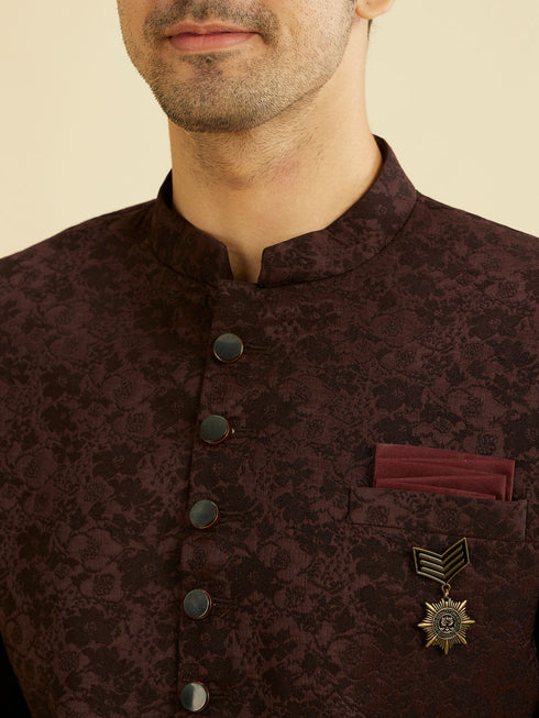 Manyavar Wine Red Achkan Style Indo Western Set