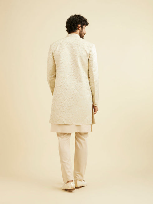 Manyavar Light Cream Paisley Indo Western