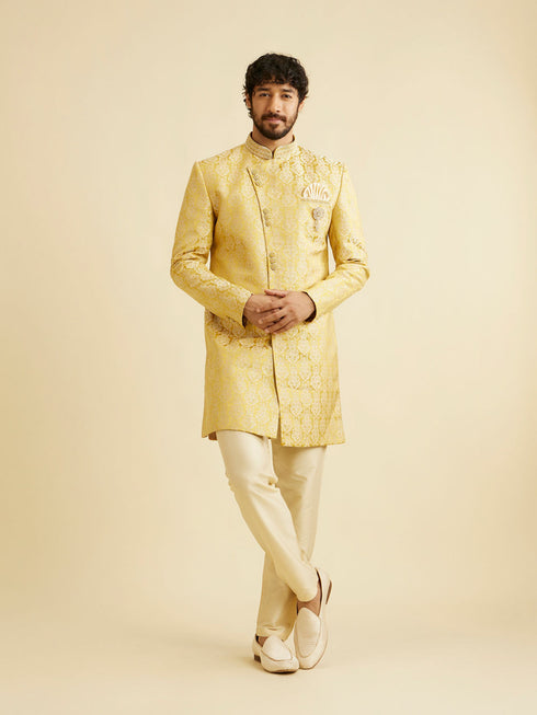 Manyavar Bright Yellow Indo Western