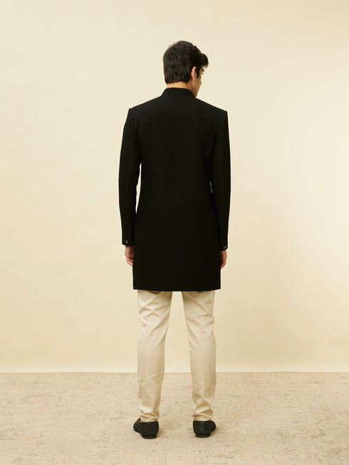 Manyavar Black Solid Indo Western